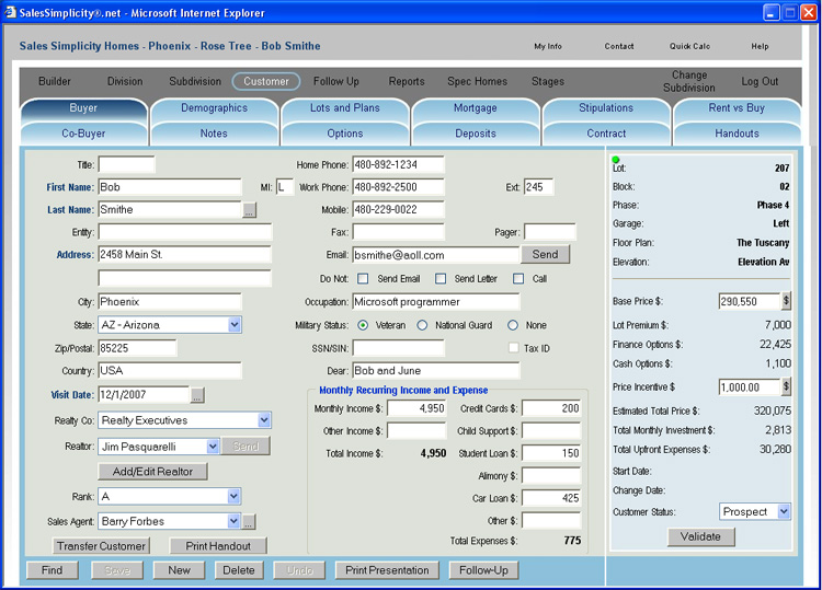Customer Screens